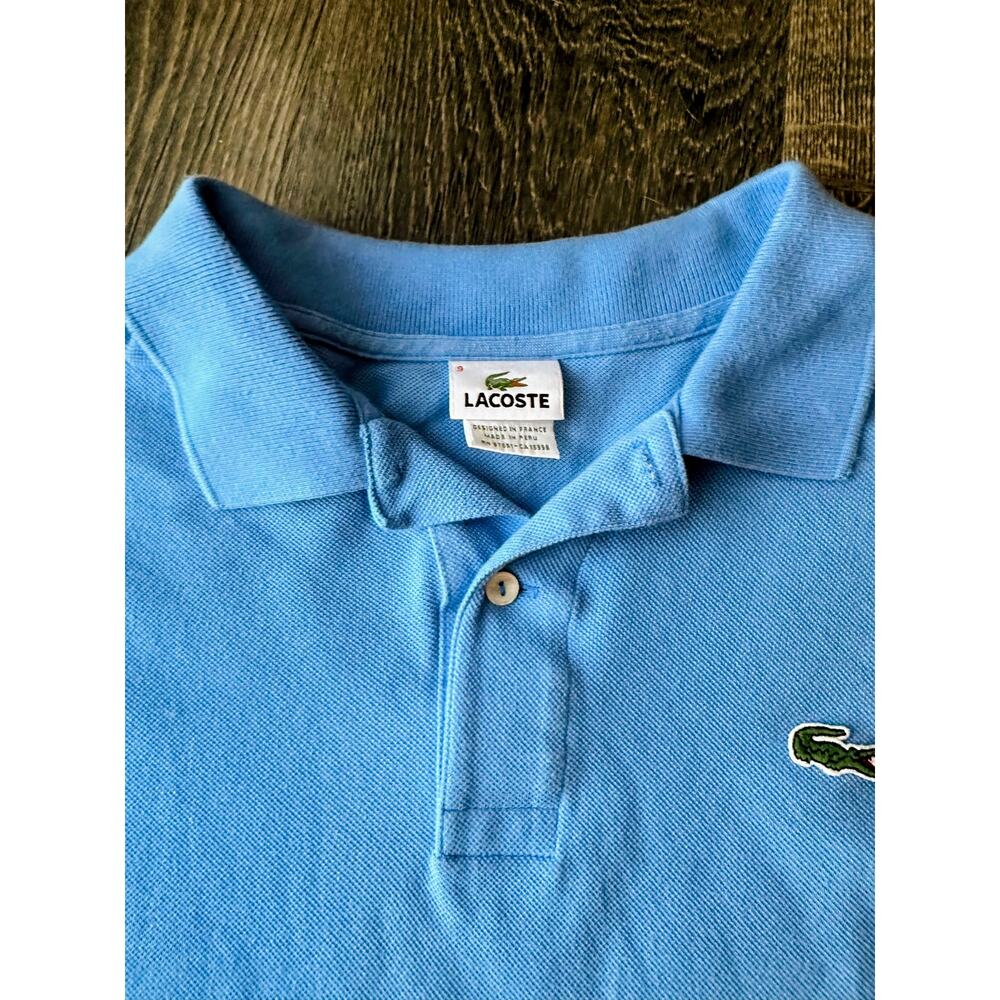 Lacoste Polo Shirt Blue Croc Logo Short Sleeve Cotton Men’s Size 9